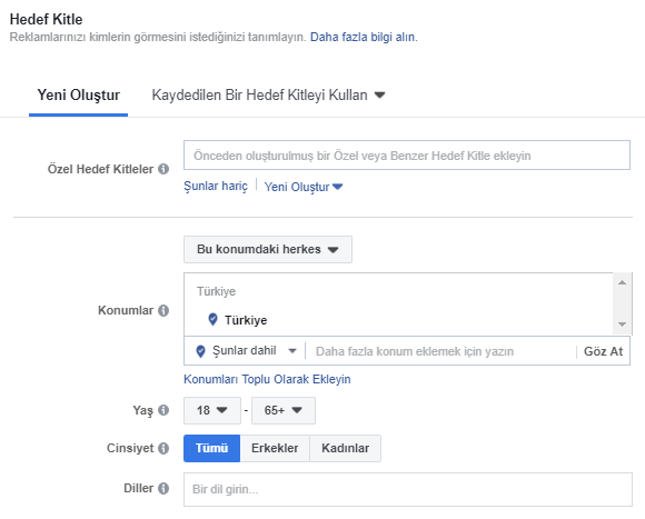 Facebook Hedef Kitle Seçimi
