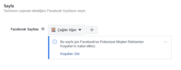Facebook Reklam Seti - Sayfa Seçimi