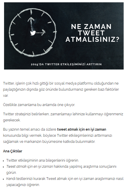 tweet atmak için en iyi zaman yazısı